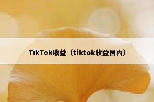 TikTok收益（tiktok收益国内） 第1张