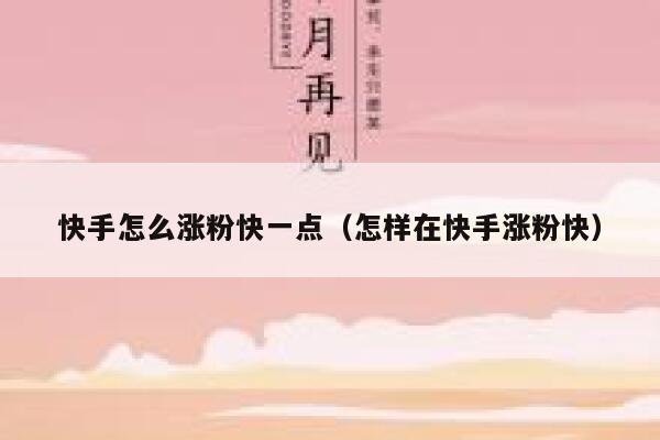 快手怎么涨粉快一点（怎样在快手涨粉快） 第1张