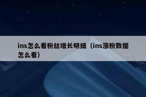 ins怎么看粉丝增长明细（ins涨粉数据怎么看） 第1张