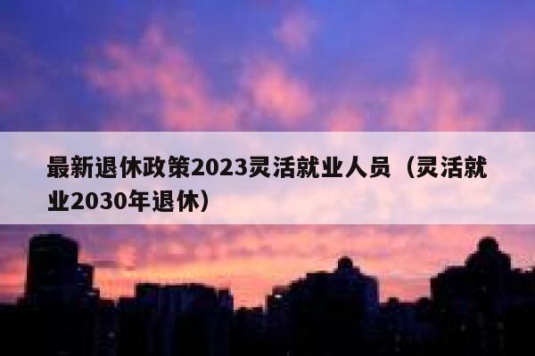 最新退休政策2023灵活就业人员（灵活就业2030年退休） 第1张