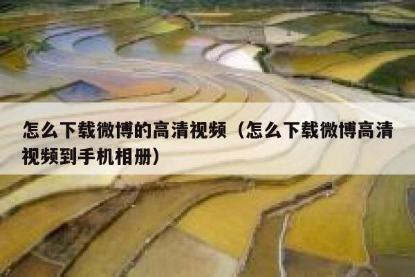 怎么下载微博的高清视频（怎么下载微博高清视频到手机相册） 第1张