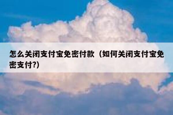 怎么关闭支付宝免密付款（如何关闭支付宝免密支付?） 第1张
