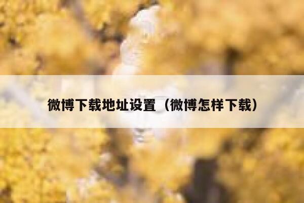 微博下载地址设置（微博怎样下载） 第1张