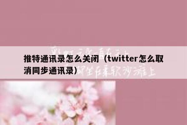 推特通讯录怎么关闭（twitter怎么取消同步通讯录） 第1张