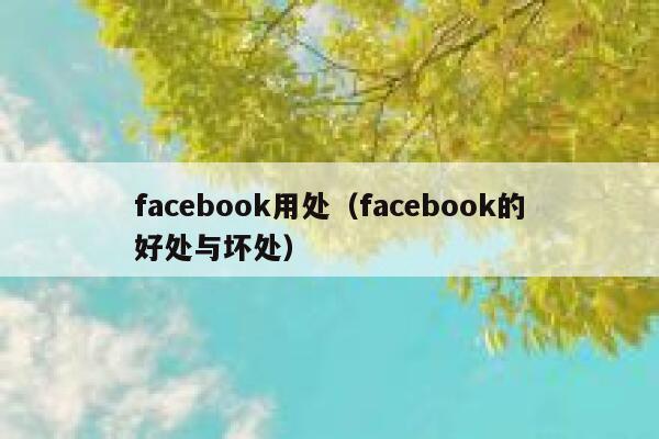 facebook用处（facebook的好处与坏处） 第1张