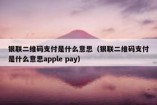 银联二维码支付是什么意思（银联二维码支付是什么意思apple pay） 第1张