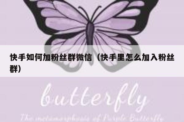快手如何加粉丝群微信（快手里怎么加入粉丝群） 第1张