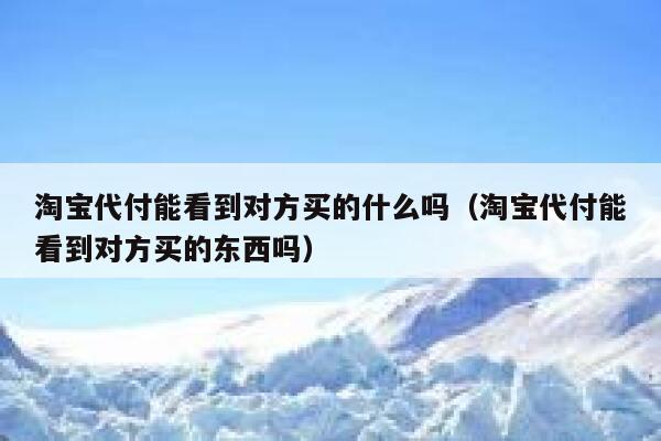 淘宝代付能看到对方买的什么吗（淘宝代付能看到对方买的东西吗） 第1张
