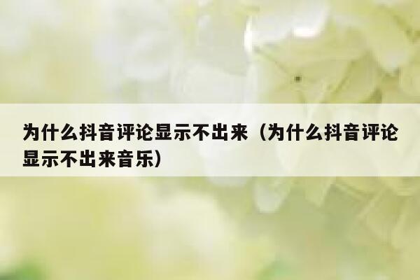 为什么抖音评论显示不出来（为什么抖音评论显示不出来音乐） 第1张