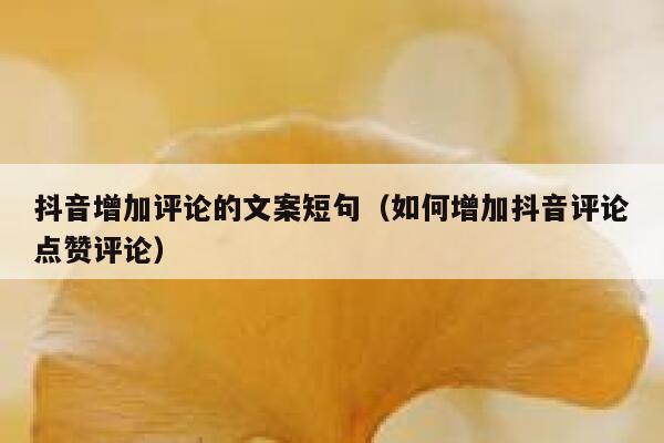 抖音增加评论的文案短句（如何增加抖音评论点赞评论） 第1张