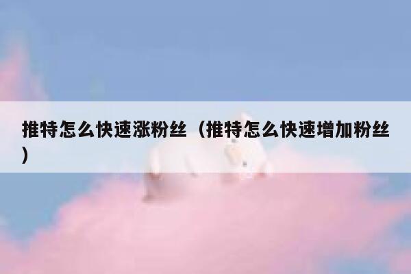 推特怎么快速涨粉丝(推特怎么快速增加粉丝) 第1张 推特怎么快速涨粉丝(推特怎么快速增加粉丝) 第1张