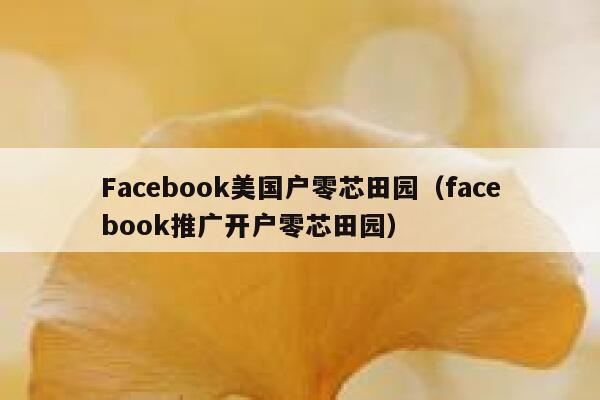 Facebook美国户零芯田园（facebook推广开户零芯田园） 第1张