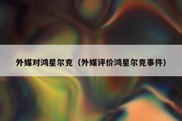 外媒对鸿星尔克（外媒评价鸿星尔克事件） 第1张