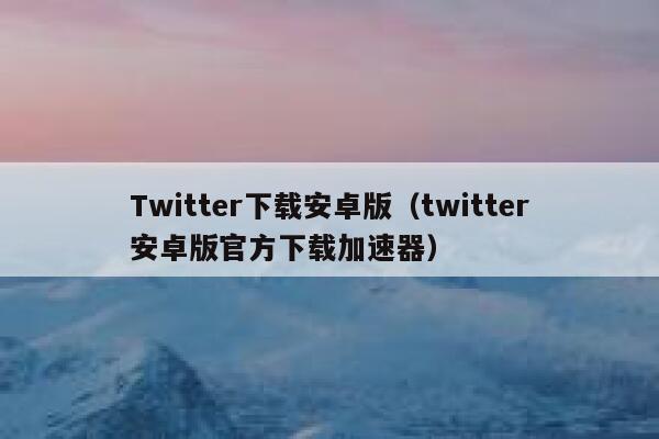 Twitter下载安卓版（twitter安卓版官方下载加速器） 第1张