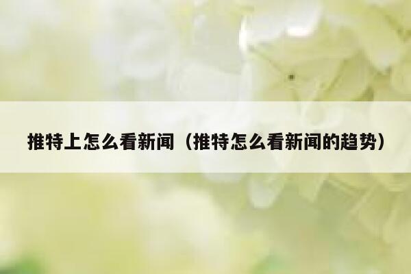 推特上怎么看新闻（推特怎么看新闻的趋势） 第1张