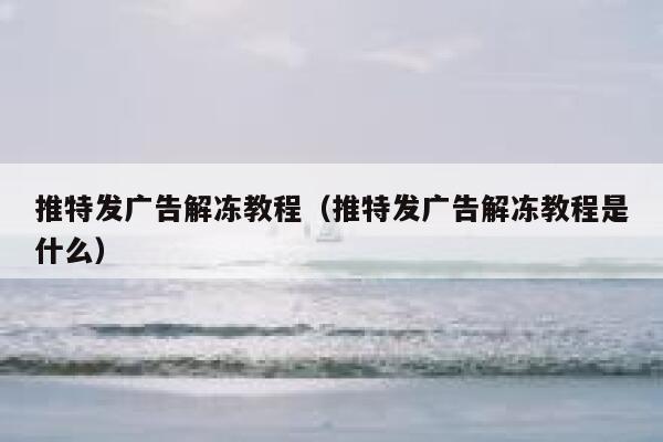 推特发广告解冻教程（推特发广告解冻教程是什么） 第1张
