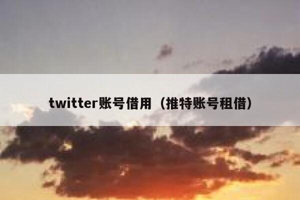 twitter账号借用（推特账号租借） 第1张