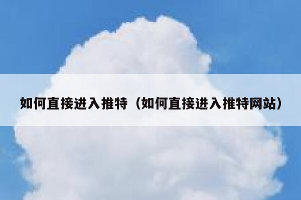 如何直接进入推特（如何直接进入推特网站） 第1张