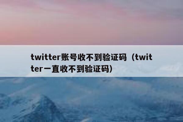 twitter账号收不到验证码（twitter一直收不到验证码） 第1张