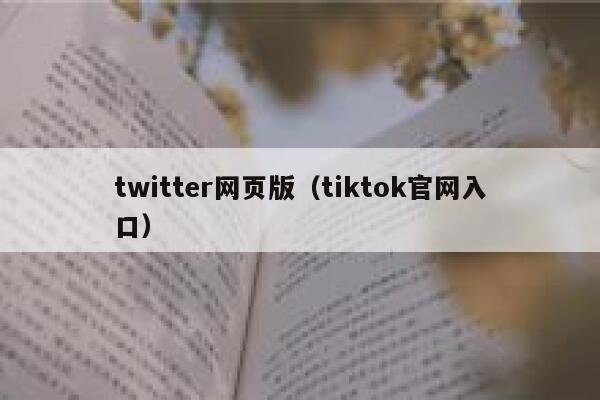 twitter网页版（tiktok官网入口） 第1张
