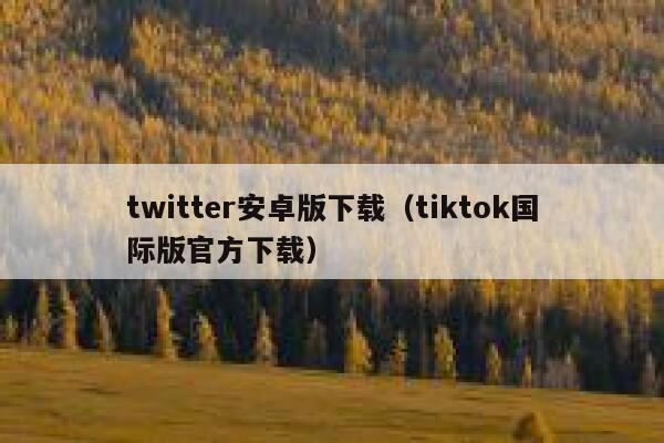 twitter安卓版下载（tiktok国际版官方下载） 第1张