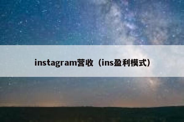 instagram营收（ins盈利模式） 第1张