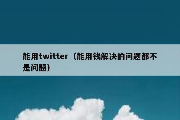 能用twitter（能用钱解决的问题都不是问题） 第1张