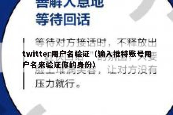 twitter用户名验证（输入推特账号用户名来验证你的身份） 第1张