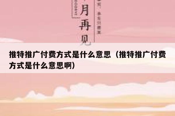 推特推广付费方式是什么意思（推特推广付费方式是什么意思啊） 第1张