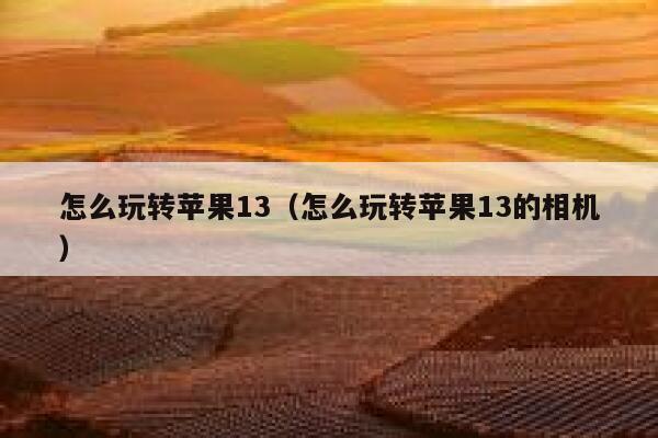 怎么玩转苹果13（怎么玩转苹果13的相机） 第1张