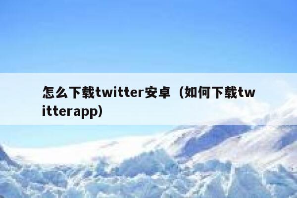 怎么下载twitter安卓（如何下载twitterapp） 第1张