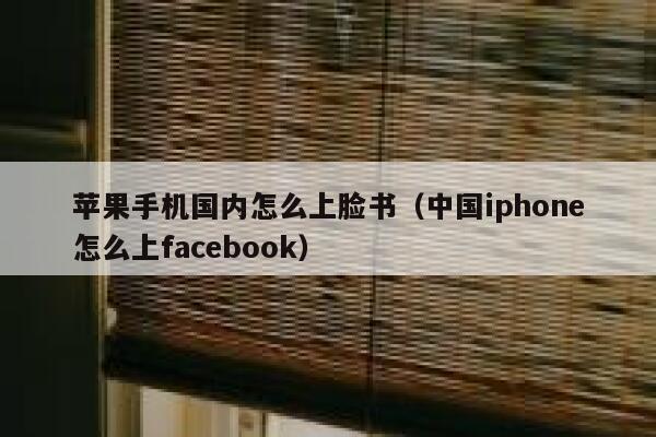 苹果手机国内怎么上脸书（中国iphone怎么上facebook） 第1张