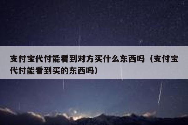 支付宝代付能看到对方买什么东西吗（支付宝代付能看到买的东西吗） 第1张