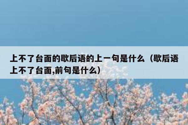 上不了台面的歇后语的上一句是什么（歇后语上不了台面,前句是什么） 第1张