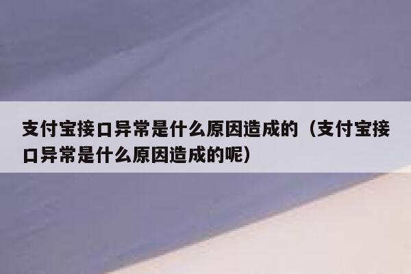 支付宝接口异常是什么原因造成的（支付宝接口异常是什么原因造成的呢） 第1张