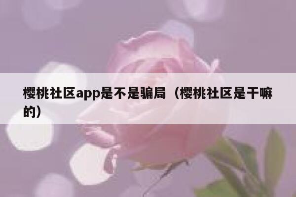 樱桃社区app是不是骗局（樱桃社区是干嘛的） 第1张