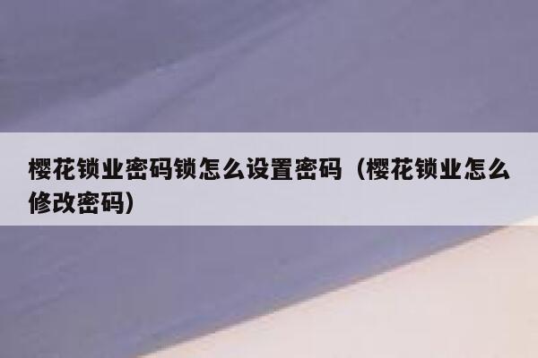 樱花锁业密码锁怎么设置密码（樱花锁业怎么修改密码） 第1张