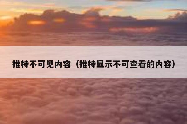 推特不可见内容（推特显示不可查看的内容） 第1张