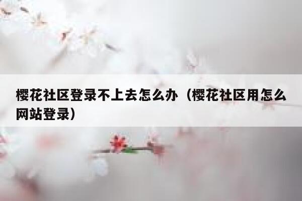 樱花社区登录不上去怎么办（樱花社区用怎么网站登录） 第1张