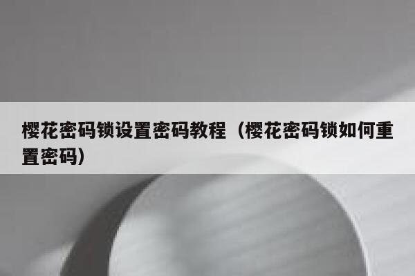 樱花密码锁设置密码教程（樱花密码锁如何重置密码） 第1张