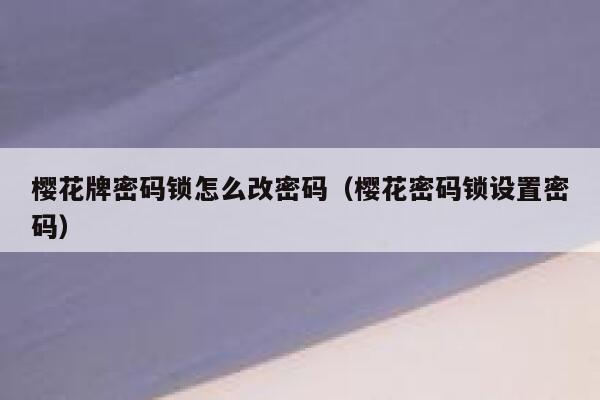 樱花牌密码锁怎么改密码（樱花密码锁设置密码） 第1张