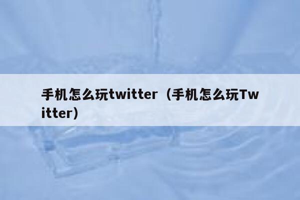 手机怎么玩twitter（手机怎么玩Twitter） 第1张