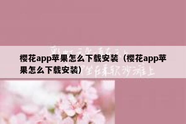 樱花app苹果怎么下载安装（樱花app苹果怎么下载安装） 第1张