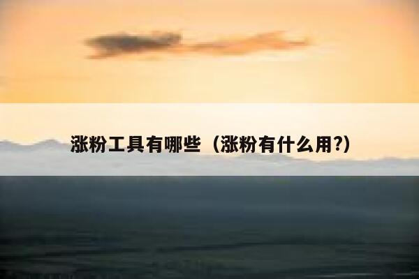 涨粉工具有哪些（涨粉有什么用?） 第1张