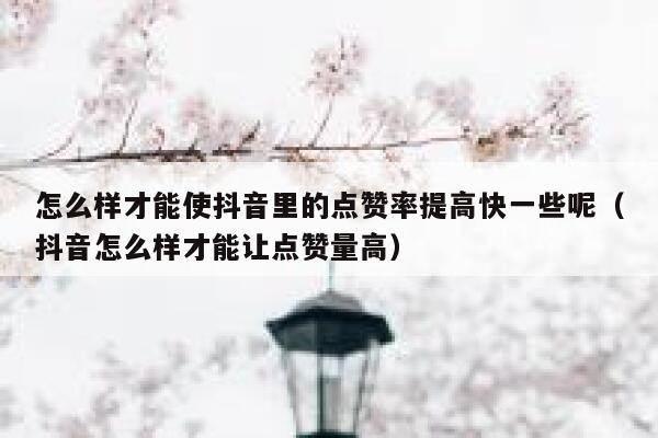 怎么样才能使抖音里的点赞率提高快一些呢（抖音怎么样才能让点赞量高） 第1张