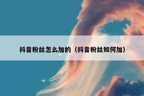 抖音粉丝怎么加的（抖音粉丝如何加） 第1张