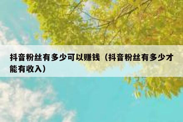 抖音粉丝有多少可以赚钱（抖音粉丝有多少才能有收入） 第1张