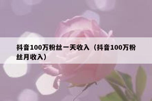 抖音100万粉丝一天收入（抖音100万粉丝月收入） 第1张