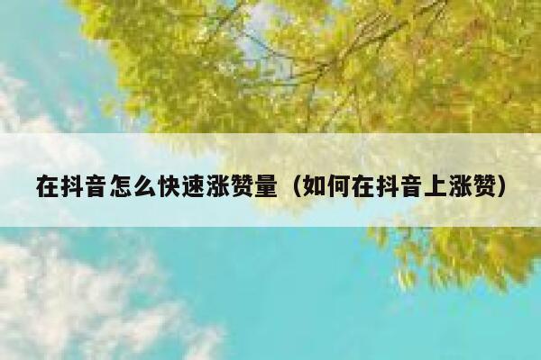在抖音怎么快速涨赞量（如何在抖音上涨赞） 第1张
