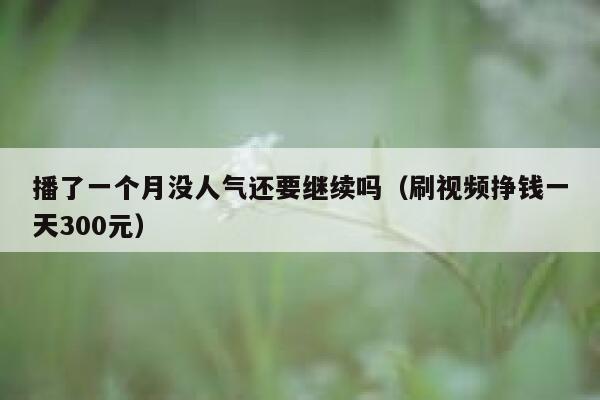 播了一个月没人气还要继续吗（刷视频挣钱一天300元） 第1张